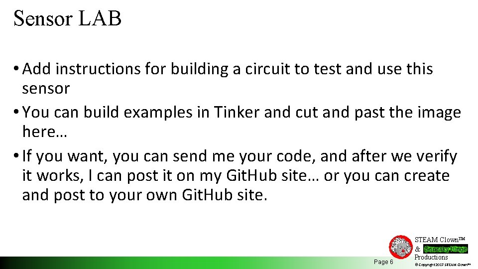 Sensor LAB • Add instructions for building a circuit to test and use this