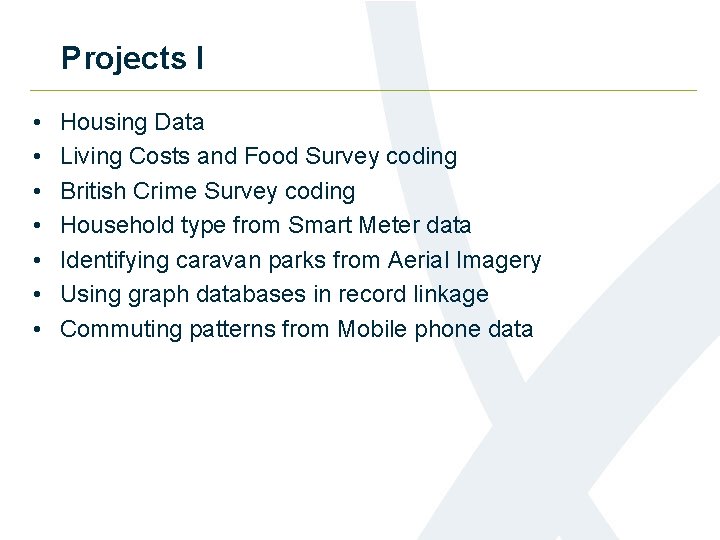 Projects I • • Housing Data Living Costs and Food Survey coding British Crime