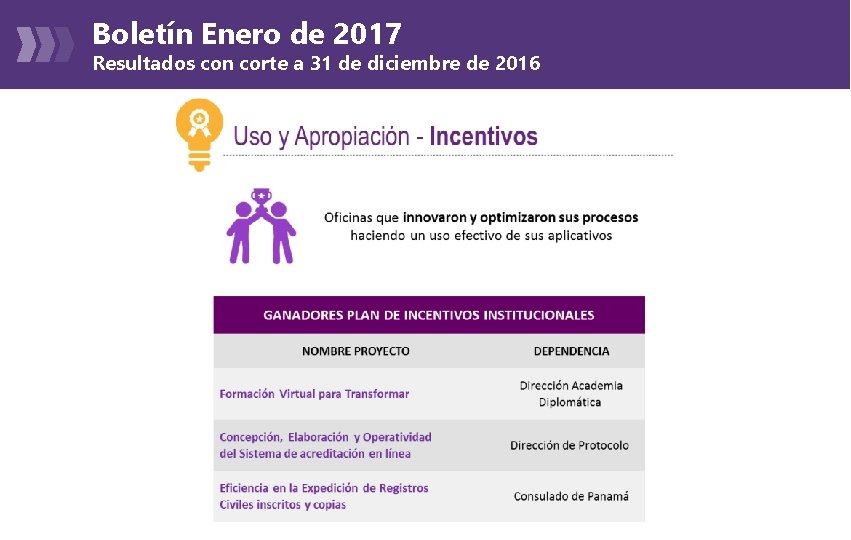 Boletín Enero de 2017 Resultados con corte a 31 de diciembre de 2016 