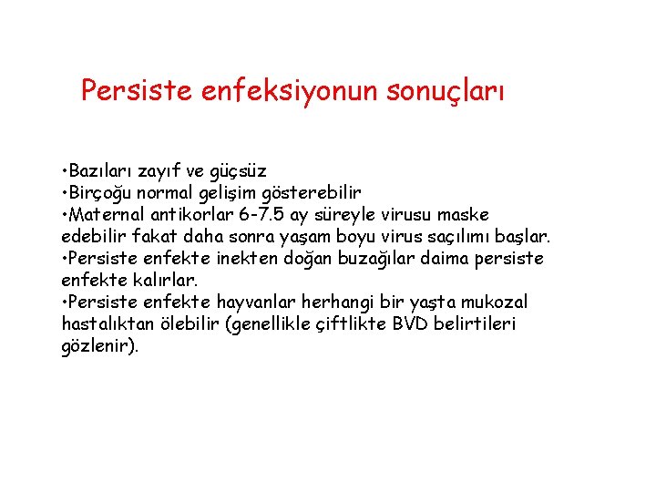 Persiste enfeksiyonun sonuçları • Bazıları zayıf ve güçsüz • Birçoğu normal gelişim gösterebilir •