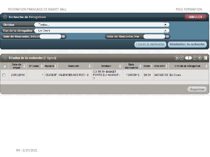 FEDERATION FRANCAISE DE BASKET BALL RR - 2/27/2021 POLE FORMATION 