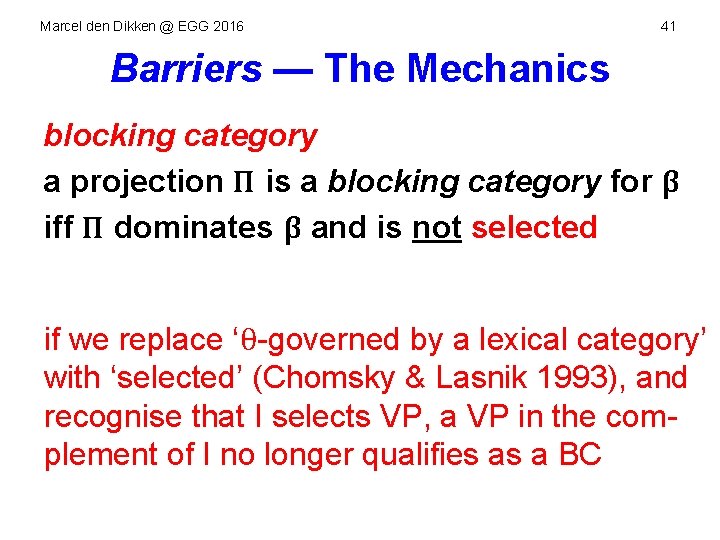 Marcel den Dikken @ EGG 2016 41 Barriers — The Mechanics blocking category a