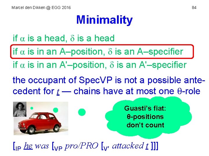 Marcel den Dikken @ EGG 2016 84 Minimality if α is a head, δ