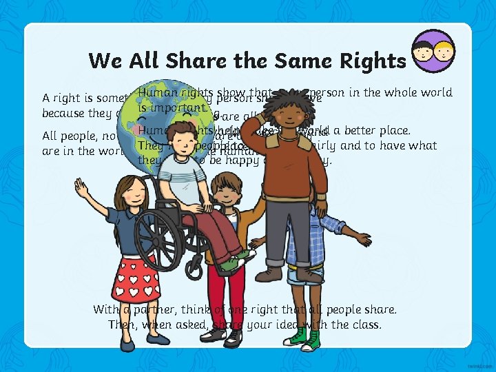 We All Share the Same Rights Human show that every person in the whole