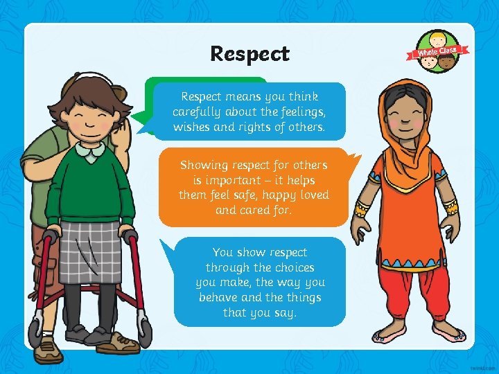 Respect means you think What does carefully about the feelings, ‘respect’ mean? wishes and