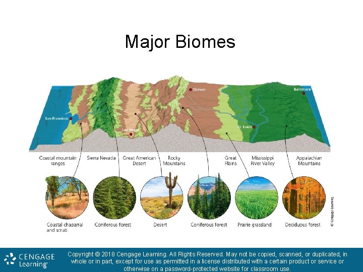 Major Biomes Copyright © 2018 Cengage Learning. All Rights Reserved. May not be copied,