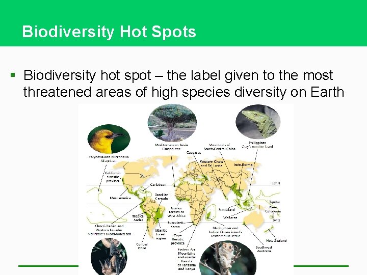 Biodiversity Hot Spots § Biodiversity hot spot – the label given to the most