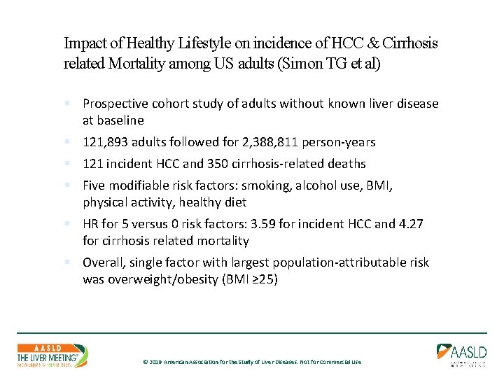 Impact of Healthy Lifestyle on incidence of HCC & Cirrhosis related Mortality among US