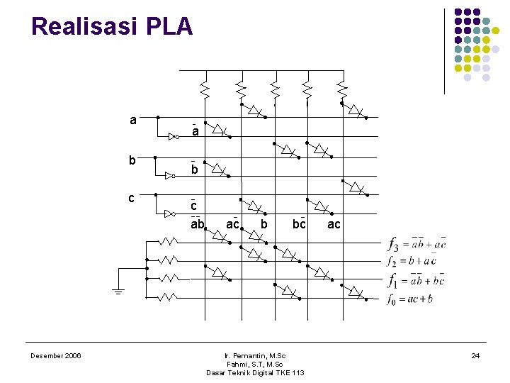Realisasi PLA a b c Desember 2006 a b c ab ac b bc