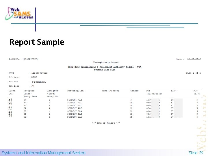 Report Sample Systems and Information Management Section Slide 29 