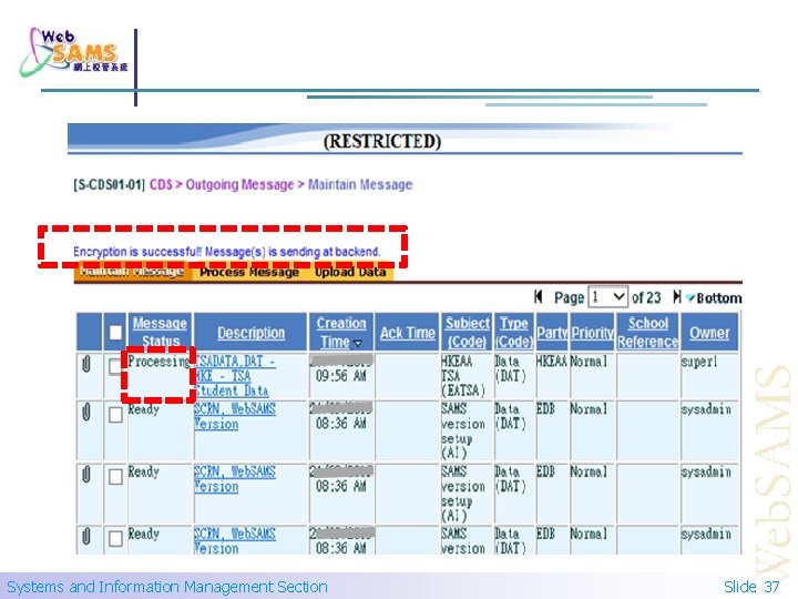 Systems and Information Management Section Slide 37 