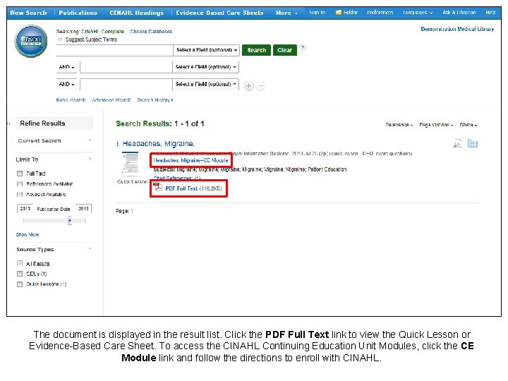 The document is displayed in the result list. Click the PDF Full Text link The document is displayed in the result list. Click the PDF Full Text link