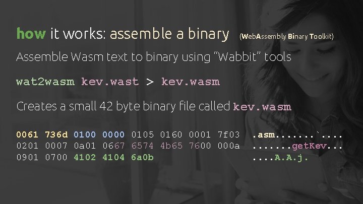 how it works: assemble a binary (Web. Assembly Binary Toolkit) Assemble Wasm text to