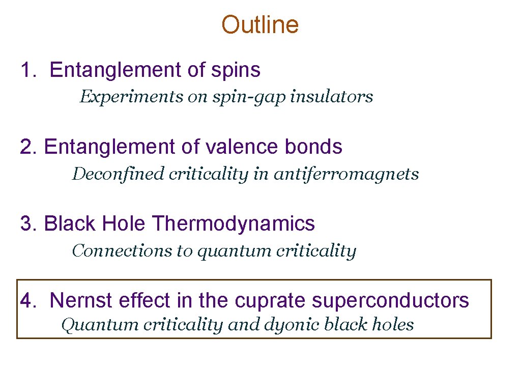 Outline 1. Entanglement of spins Experiments on spin-gap insulators 2. Entanglement of valence bonds