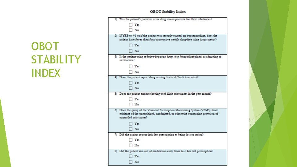 OBOT STABILITY INDEX 