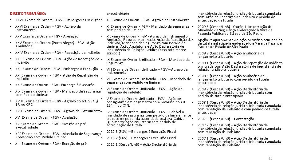 DIREITO TRIBUTÁRIO: executividade • XXVII Exame de Ordem - FGV - Embargos à Execução