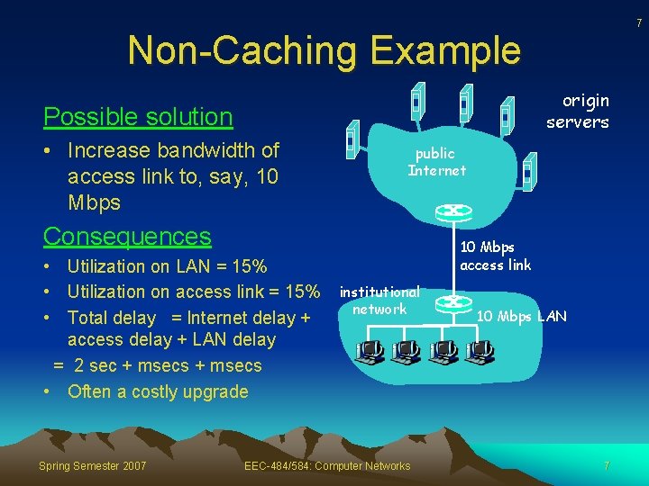 7 Non-Caching Example origin servers Possible solution • Increase bandwidth of access link to,