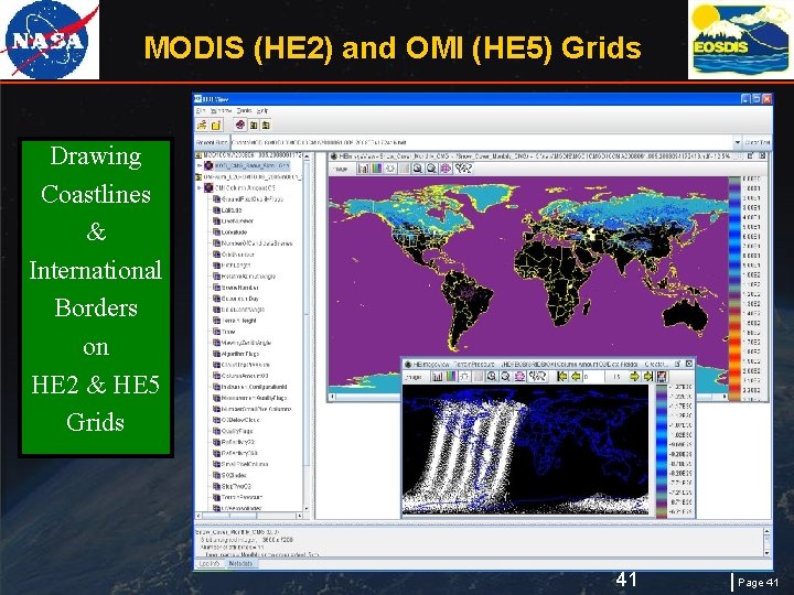 MODIS (HE 2) and OMI (HE 5) Grids Drawing Coastlines & International Borders on