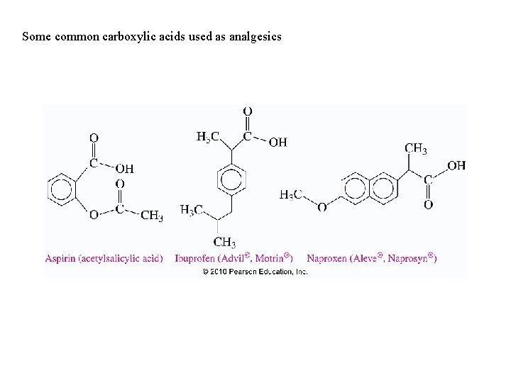 Some common carboxylic acids used as analgesics 
