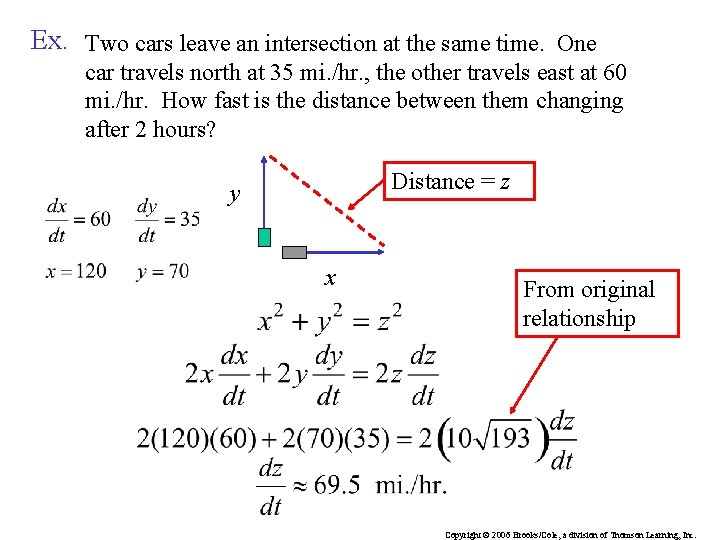Ex. Two cars leave an intersection at the same time. One car travels north Ex. Two cars leave an intersection at the same time. One car travels north