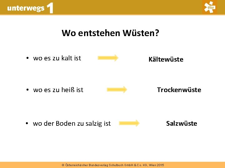 Wo entstehen Wüsten? • wo es zu kalt ist • wo es zu heiß