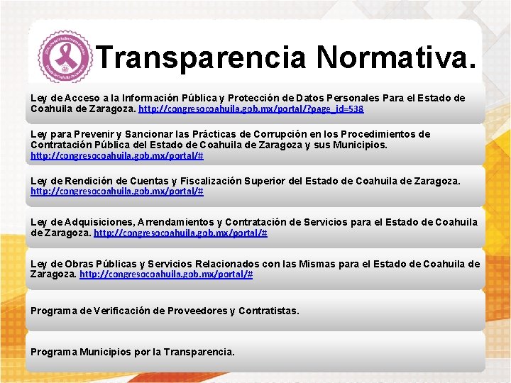 Transparencia Normativa. Ley de Acceso a la Información Pública y Protección de Datos Personales