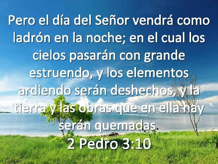 Pero el día del Señor vendrá como ladrón en la noche; en el cual