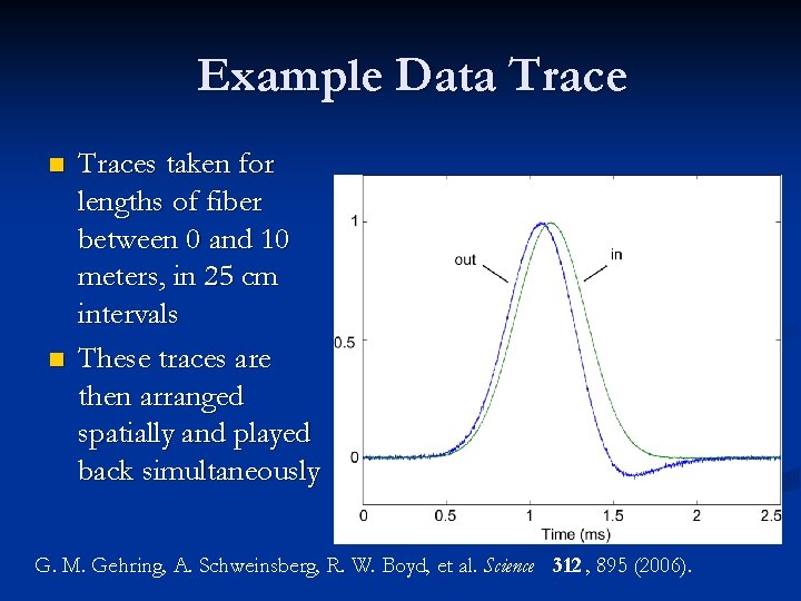 Example Data Trace n n Traces taken for lengths of fiber between 0 and