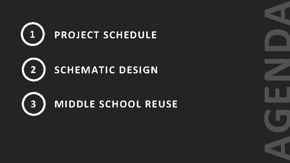 1 PROJECT SCHEDULE 2 SCHEMATIC DESIGN 3 MIDDLE SCHOOL REUSE 