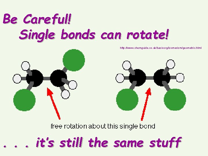 Be Careful! Single bonds can rotate! http: //www. chemguide. co. uk/basicorg/isomerism/geometric. html . .