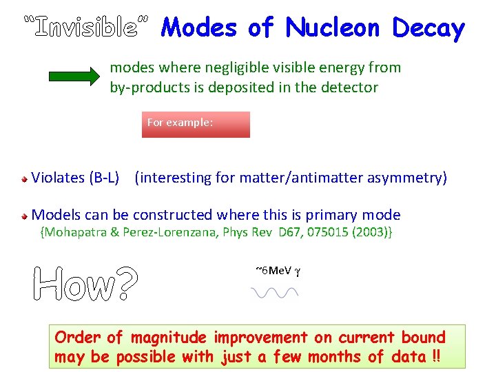 “Invisible” Modes of Nucleon Decay modes where negligible visible energy from by-products is deposited