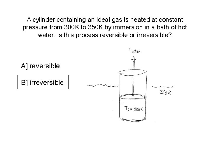 A cylinder containing an ideal gas is heated at constant pressure from 300 K