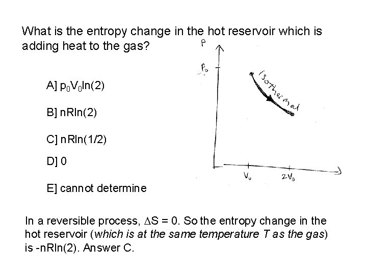 What is the entropy change in the hot reservoir which is adding heat to