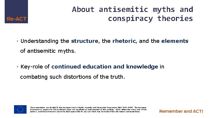 About antisemitic myths and conspiracy theories • Understanding the structure, the rhetoric, and the