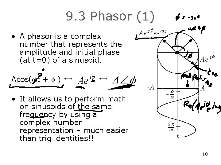 9. 3 Phasor (1) • A phasor is a complex number that represents the