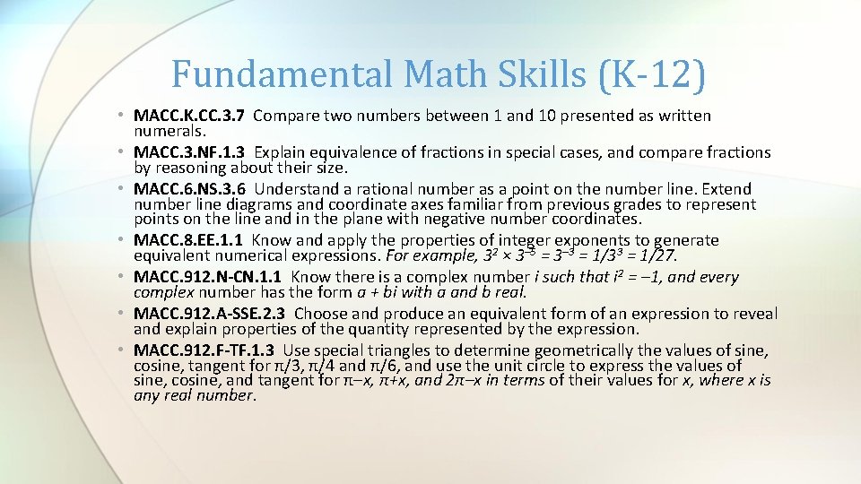 Fundamental Math Skills (K-12) • MACC. K. CC. 3. 7 Compare two numbers between