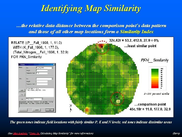 Identifying Map Similarity …the relative data distance between the comparison point’s data pattern and