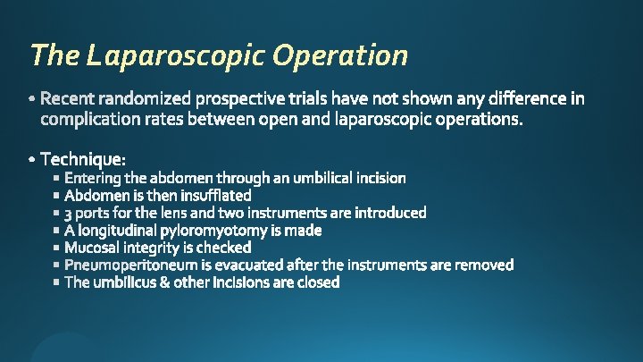 The Laparoscopic Operation 