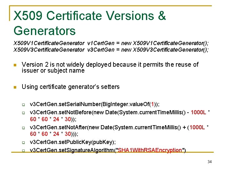 X 509 Certificate Versions & Generators X 509 V 1 Certificate. Generator v 1