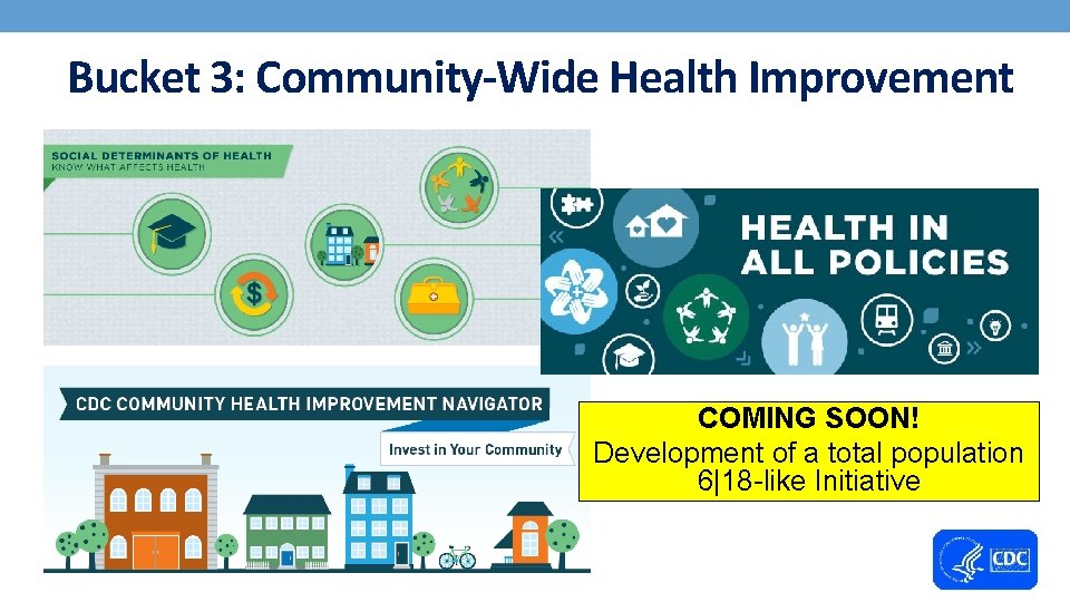 Bucket 3: Community-Wide Health Improvement COMING SOON! Development of a total population 6|18 -like