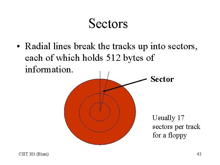 Sectors • Radial lines break the tracks up into sectors, each of which holds