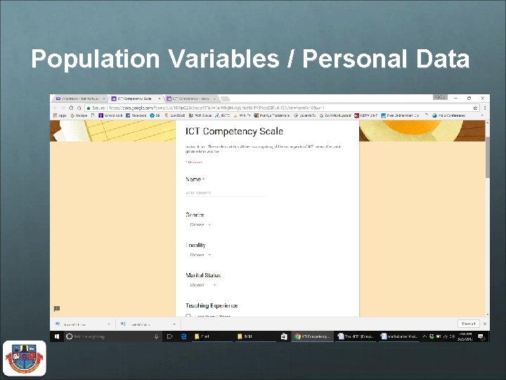 Population Variables / Personal Data 