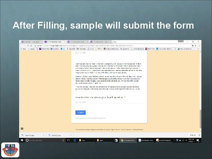 After Filling, sample will submit the form 