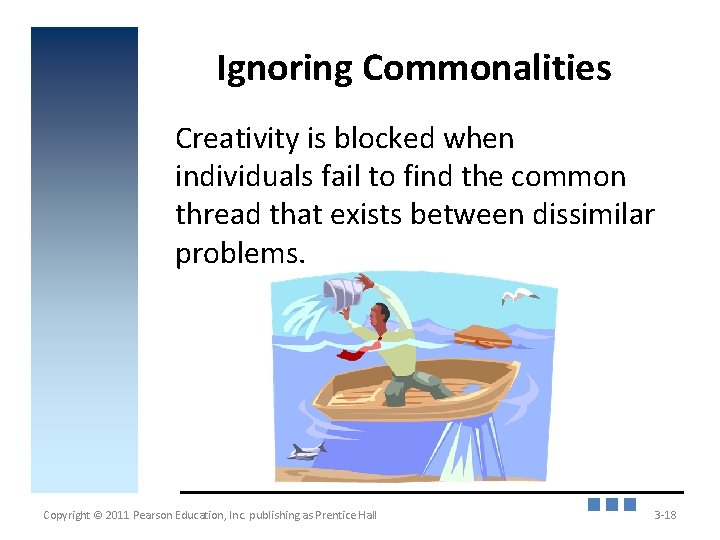 Ignoring Commonalities Creativity is blocked when individuals fail to find the common thread that