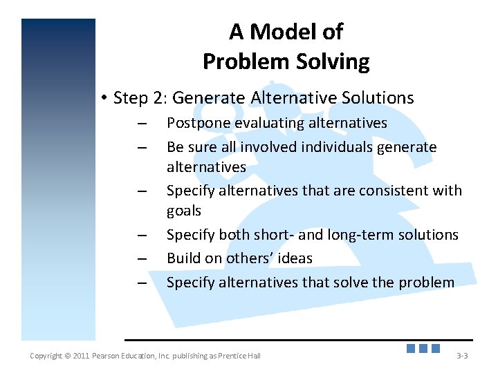 A Model of Problem Solving • Step 2: Generate Alternative Solutions – – –