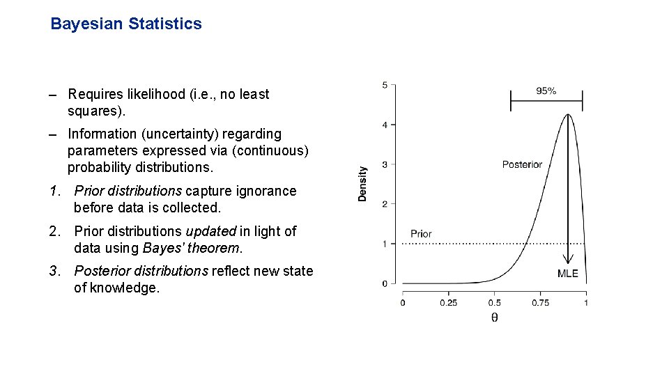 Bayesian Statistics – Requires likelihood (i. e. , no least squares). – Information (uncertainty)