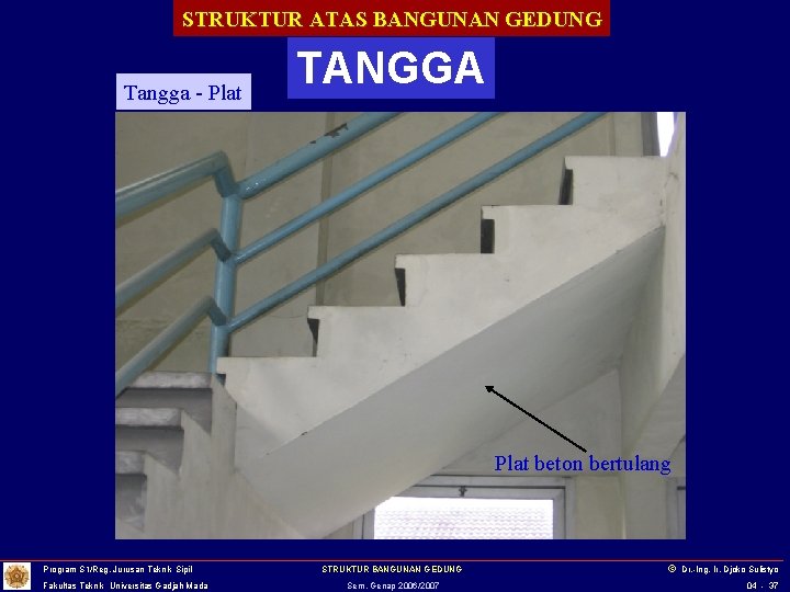 STRUKTUR ATAS BANGUNAN GEDUNG Tangga - Plat TANGGA Plat beton bertulang Program S 1/Reg.