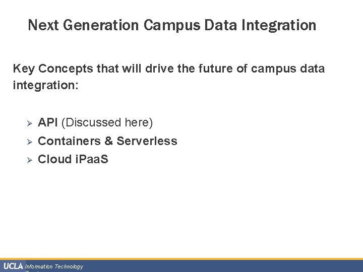 Next Generation Campus Data Integration Key Concepts that will drive the future of campus