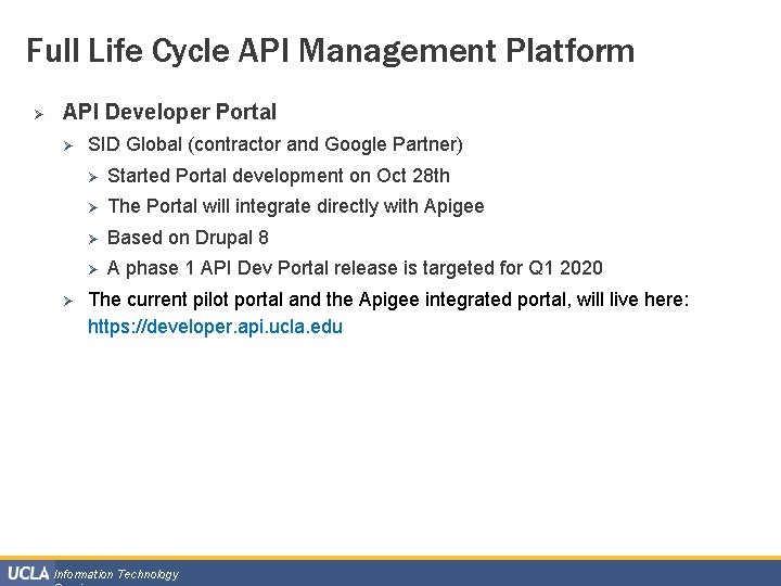 Full Life Cycle API Management Platform Ø API Developer Portal Ø Ø SID Global