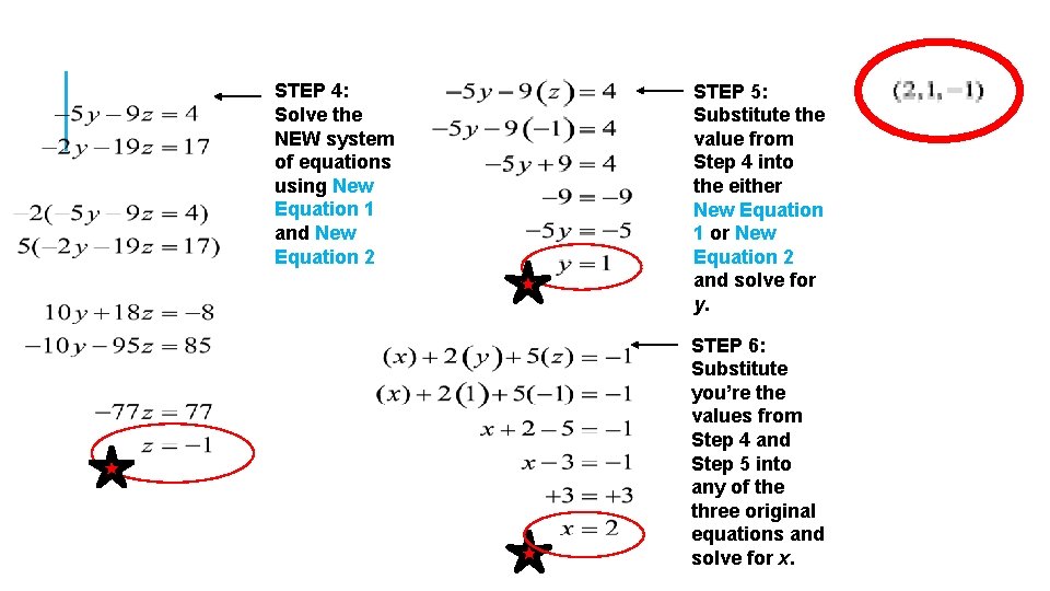 STEP 4: Solve the NEW system of equations using New Equation 1 and New